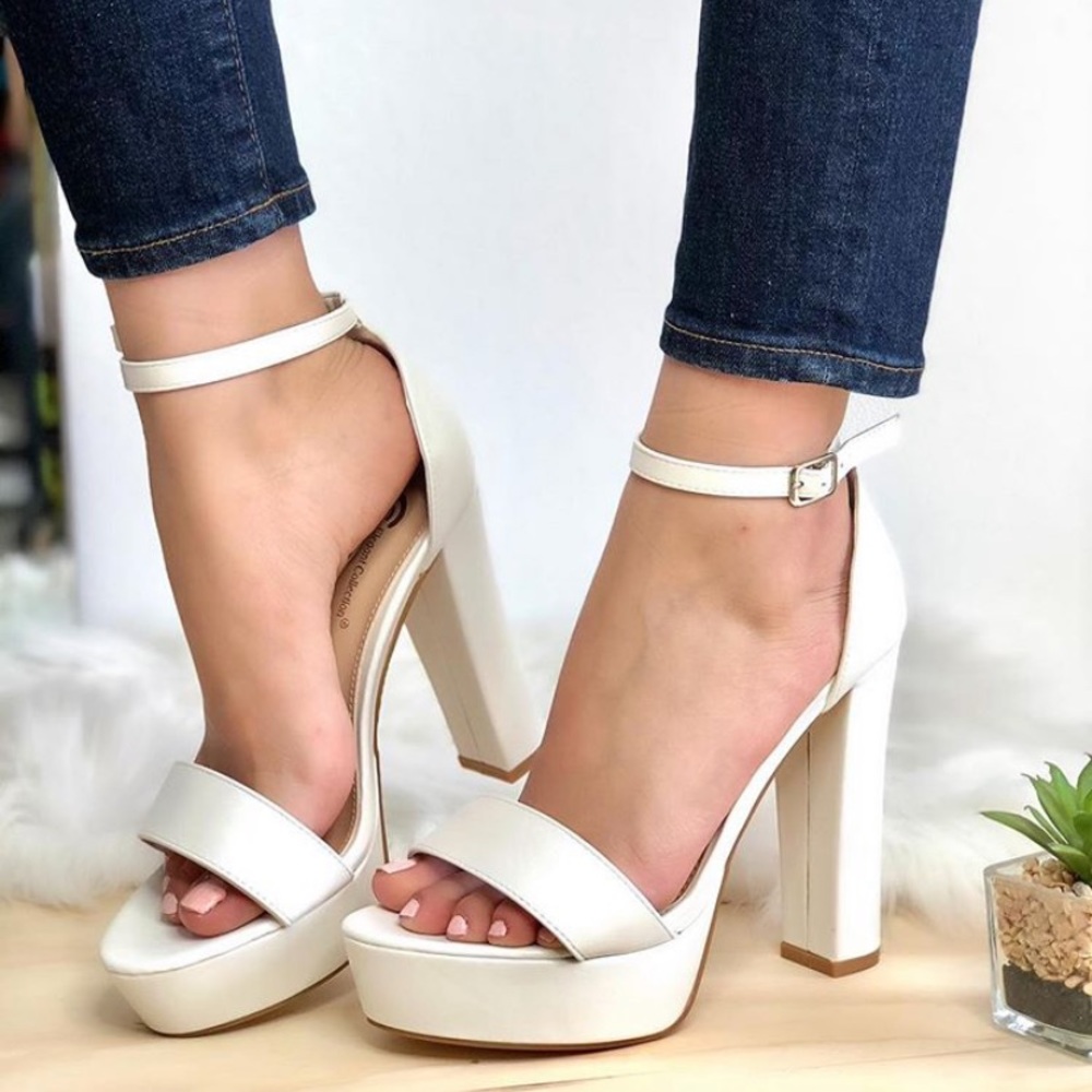 White platform Heels.